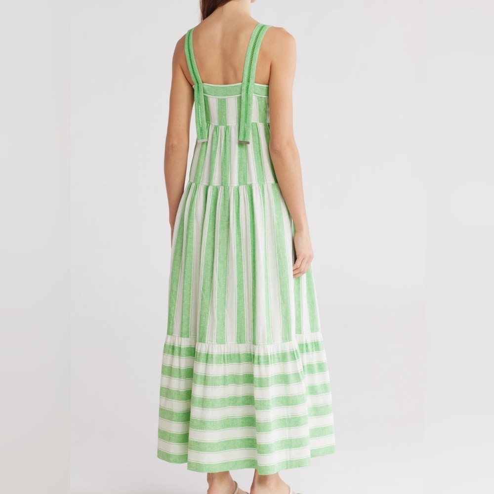 NWT Simkhai Green and White Striped Maxi Dress - Picture 2 of 3